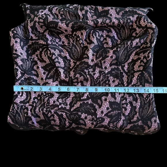 Kay Unger Womens 8 Pink Black Lace Overlay Elegant Sheath Dress Wedding Party - Picture 6 of 9